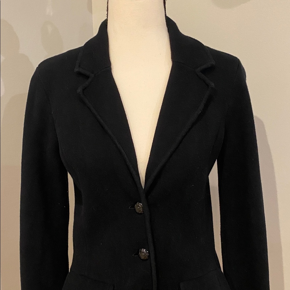 Lauren Ralph Lauren combed cotton blazer black dark Academia Preppycore small - Picture 3 of 16